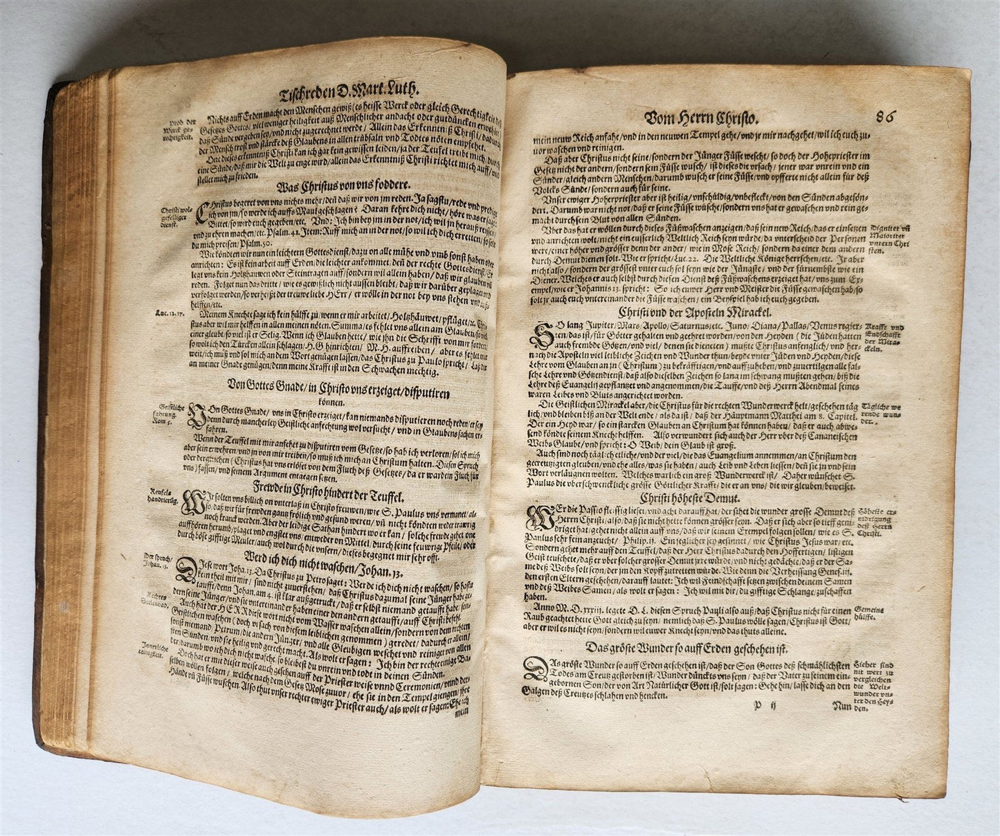 1576 MARTIN LUTHER COLLOQUIA 16th CENTURY PIGSKIN BOUND FOLIO antique