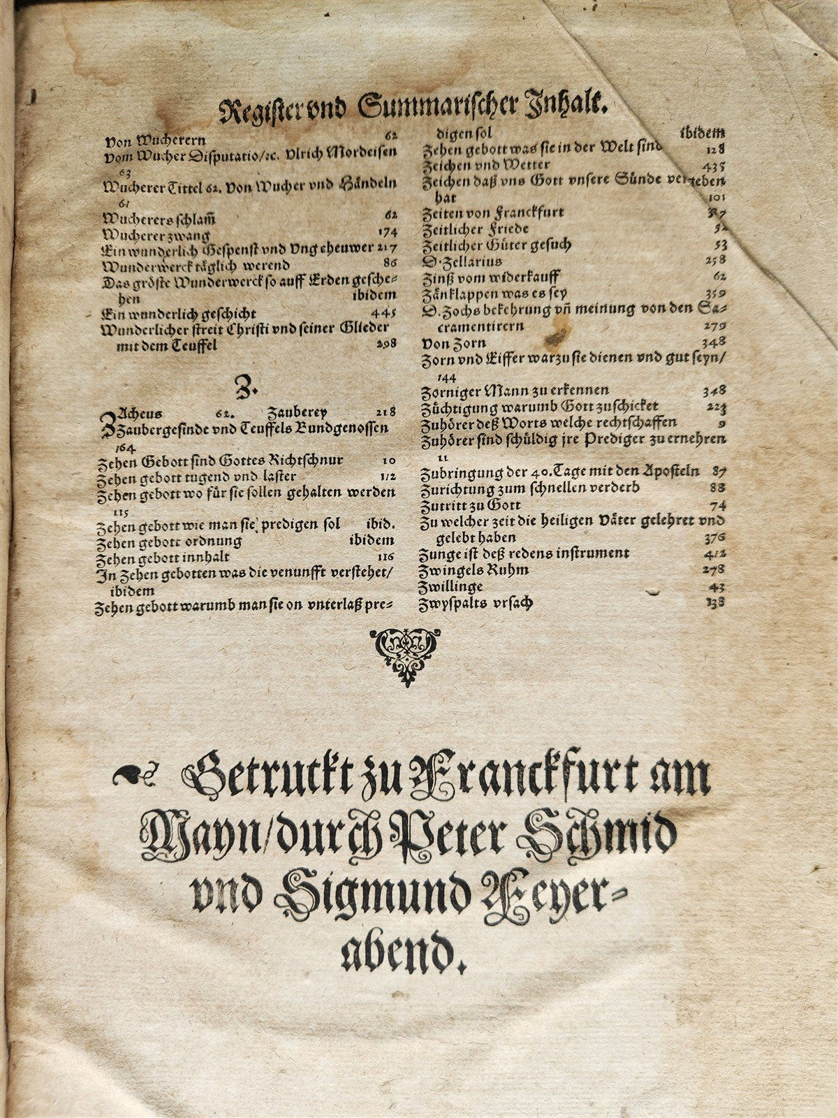 1576 MARTIN LUTHER COLLOQUIA 16th CENTURY PIGSKIN BOUND FOLIO antique