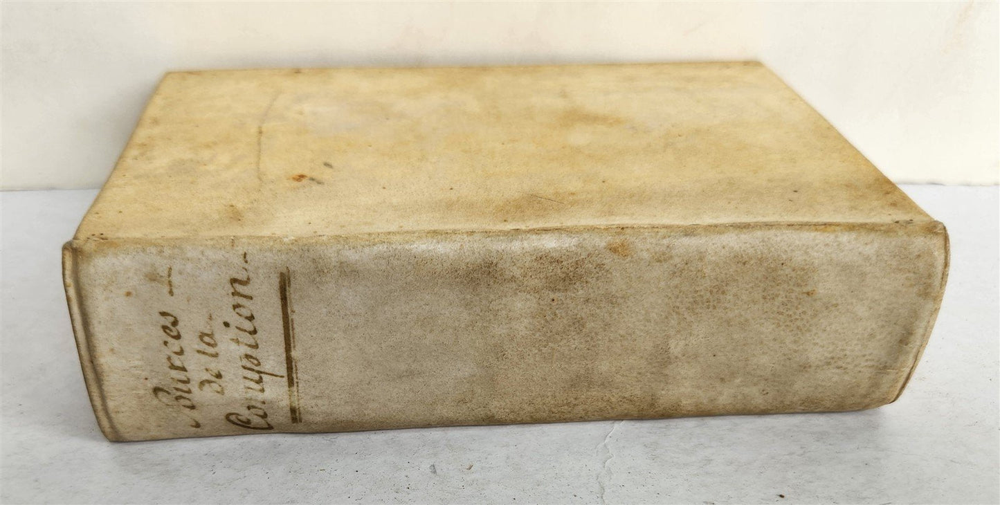 1721 TREATISE on SOURCES of CORRUPTION by OSTERWALD antique vellum binding