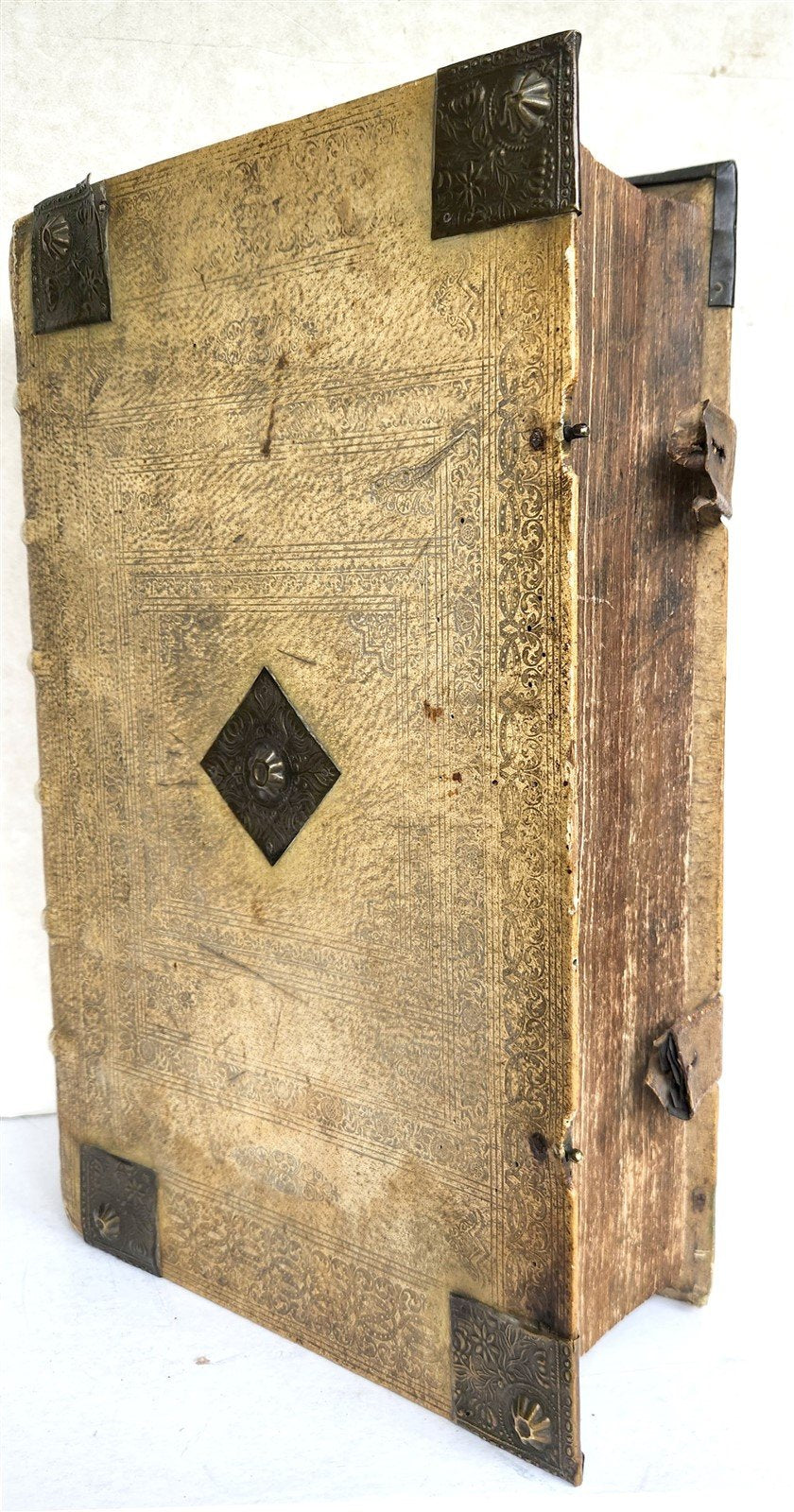 1755 BIBLE in GERMAN ULRICH antique PIGSKIN BINDING METAL FITTINGS MASSIVE FOLIO
