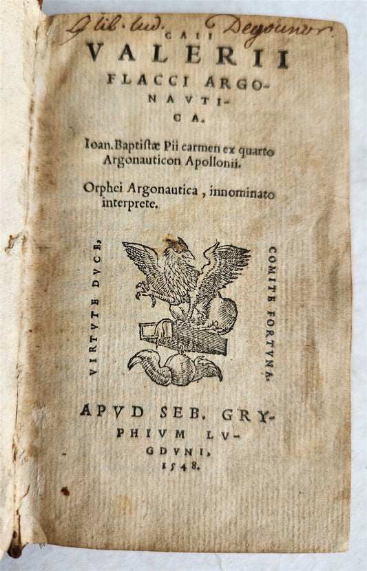 1548 ARGONAUTICA Valerius Flaccus POETRY antique 16th CENTURY