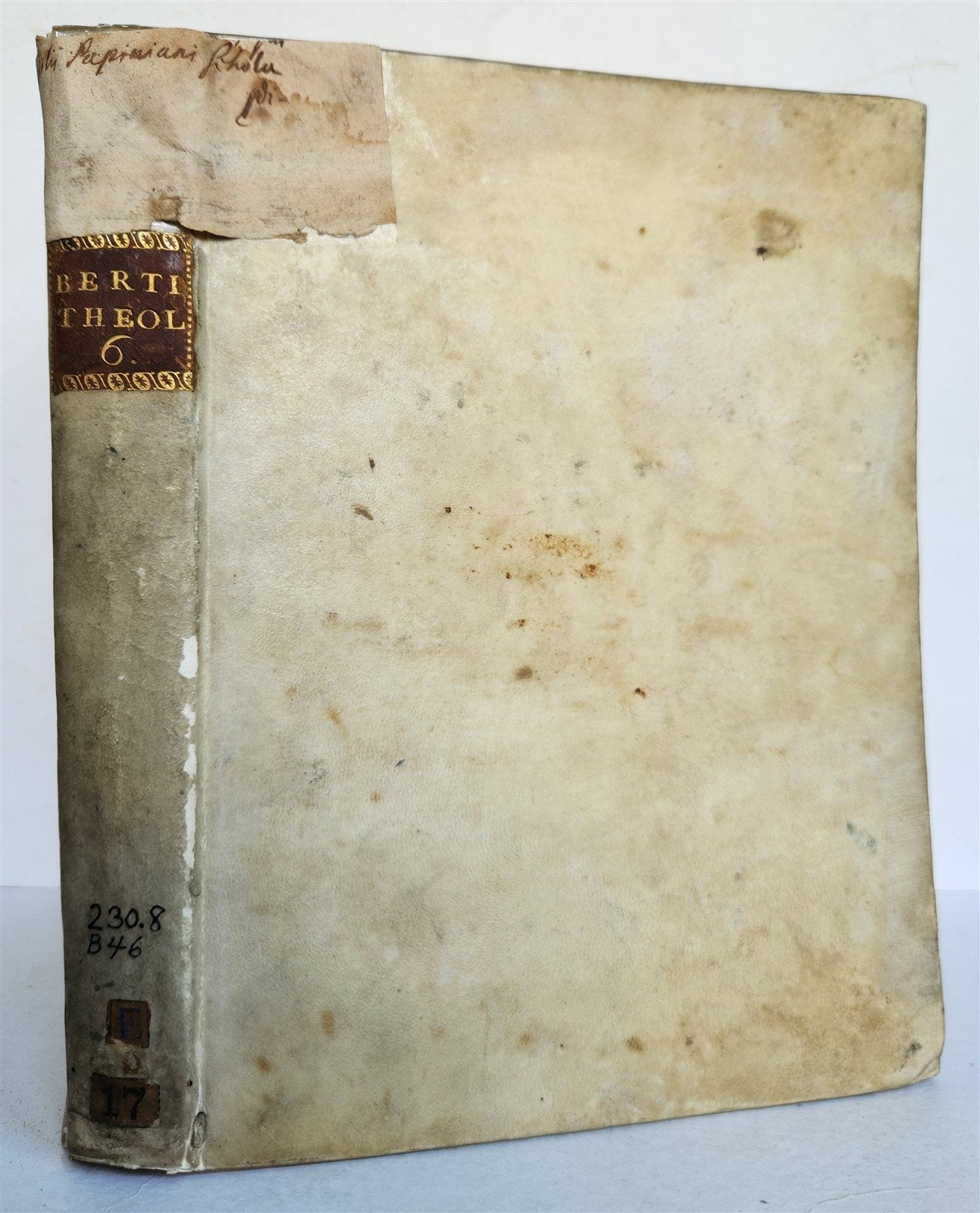 1792 THEOLOGY by JO. LAURENTII BERTI FLORENTINI antique VELLUM BINDING