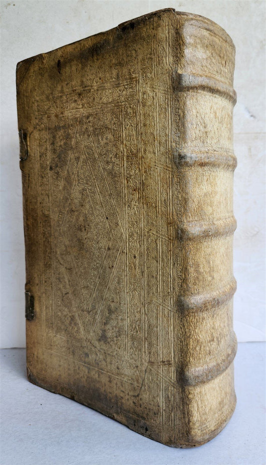 1657 HISTORICAL WORLD'S CHRONICLE antique ILLUSTRATED PIGSKIN FOLIO