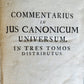 1735-39 CANON LAW 3 VOLUMES antique PIGSKIN BOUND FOLIOS w/ CLASPS