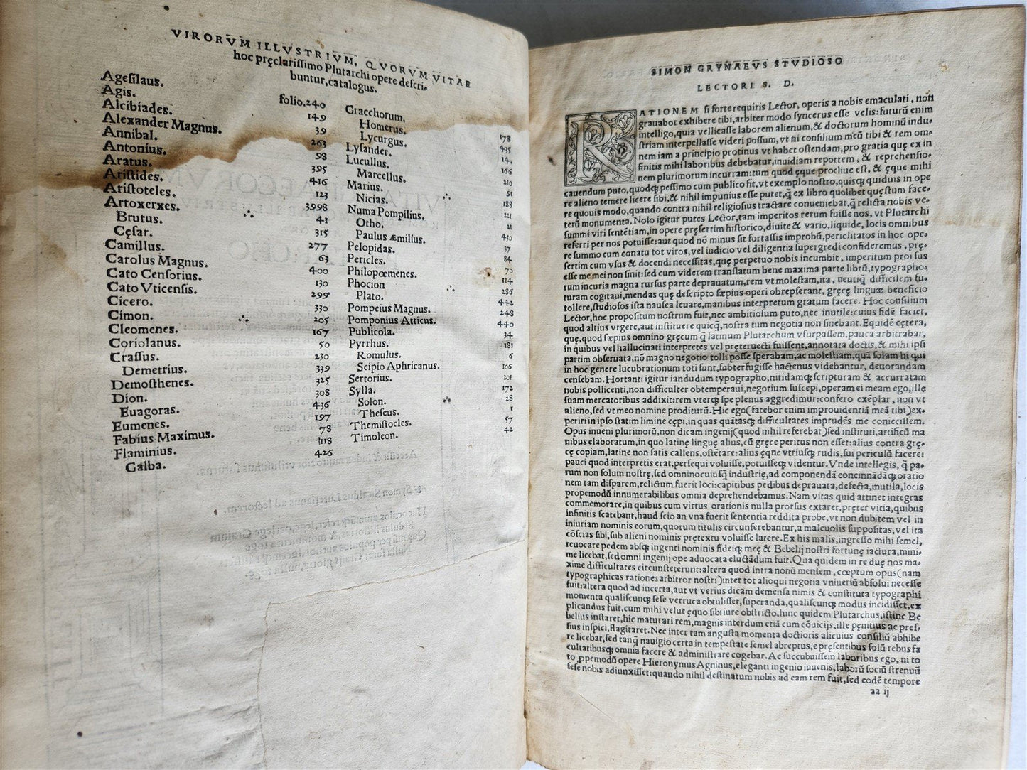 1532 PLUTARCH Vitae graecorum romanorum quae illustrium antique ARMORIAL FOLIO