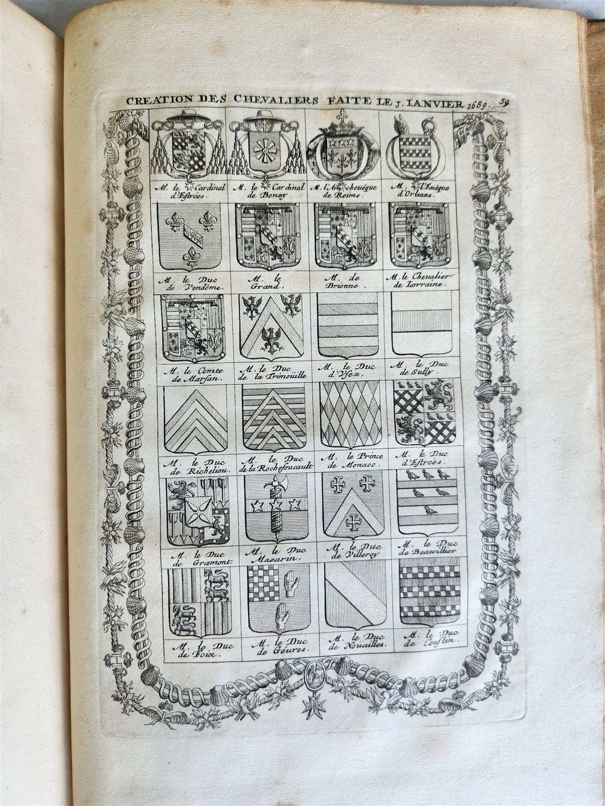 1691 HISTOIRE DU ROY LOUIS LE GRAND ILLUSTRATED antique ARMORIAL BINDING