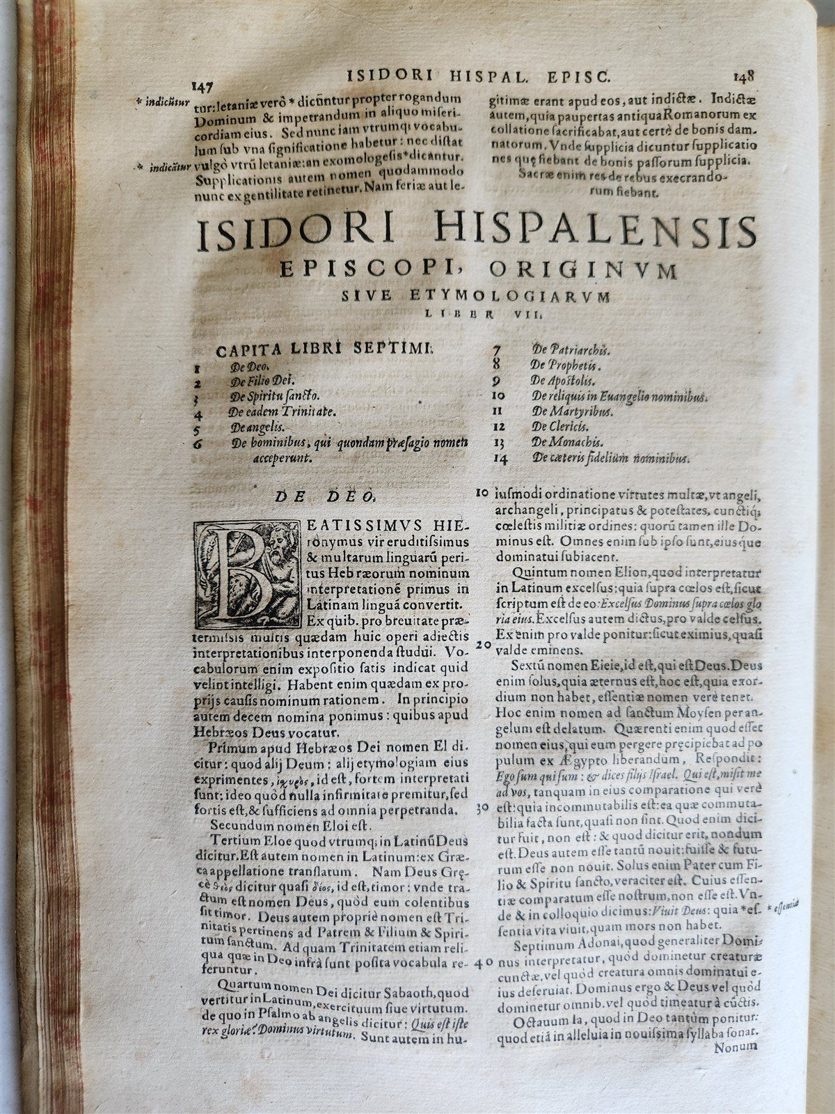 1577 ENCYCLOPEDIA of SCIENCE by ISIDORE von SEVILLA antique VELLUM BOUND FOLIO