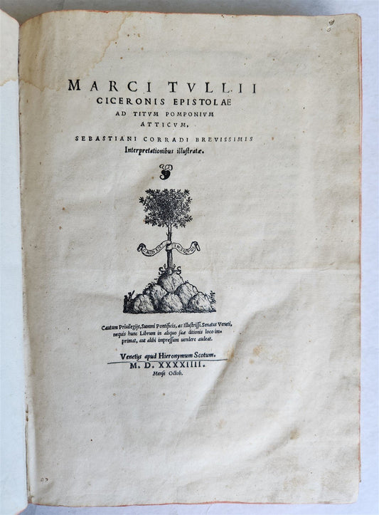 1544 CICERO Epistolae ad Titum Pomponium Atticum antique VELLUM BOUND FOLIO