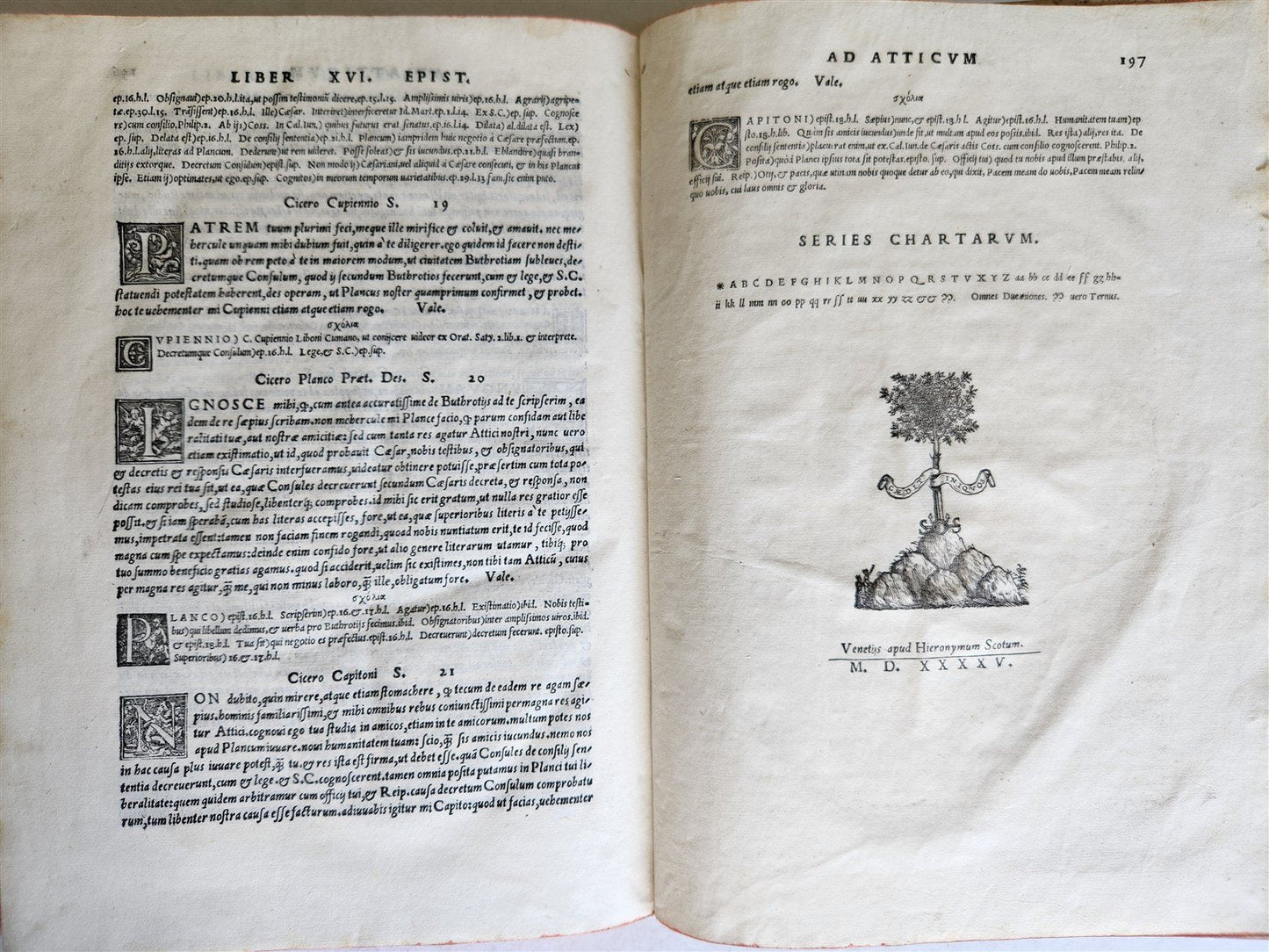 1544 CICERO Epistolae ad Titum Pomponium Atticum antique VELLUM BOUND FOLIO