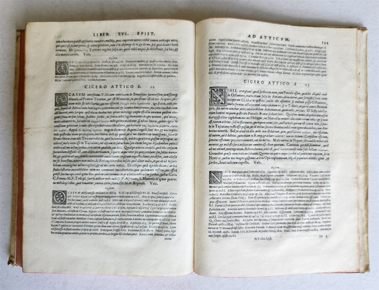 1544 CICERO Epistolae ad Titum Pomponium Atticum antique VELLUM BOUND FOLIO