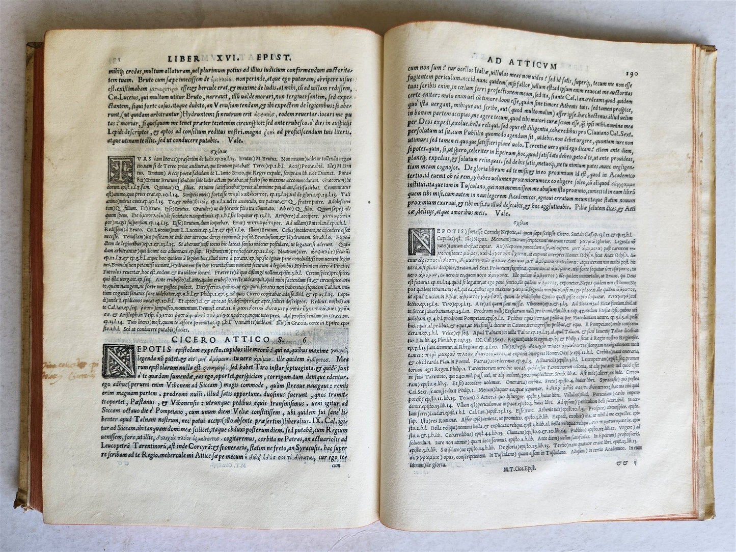 1544 CICERO Epistolae ad Titum Pomponium Atticum antique VELLUM BOUND FOLIO