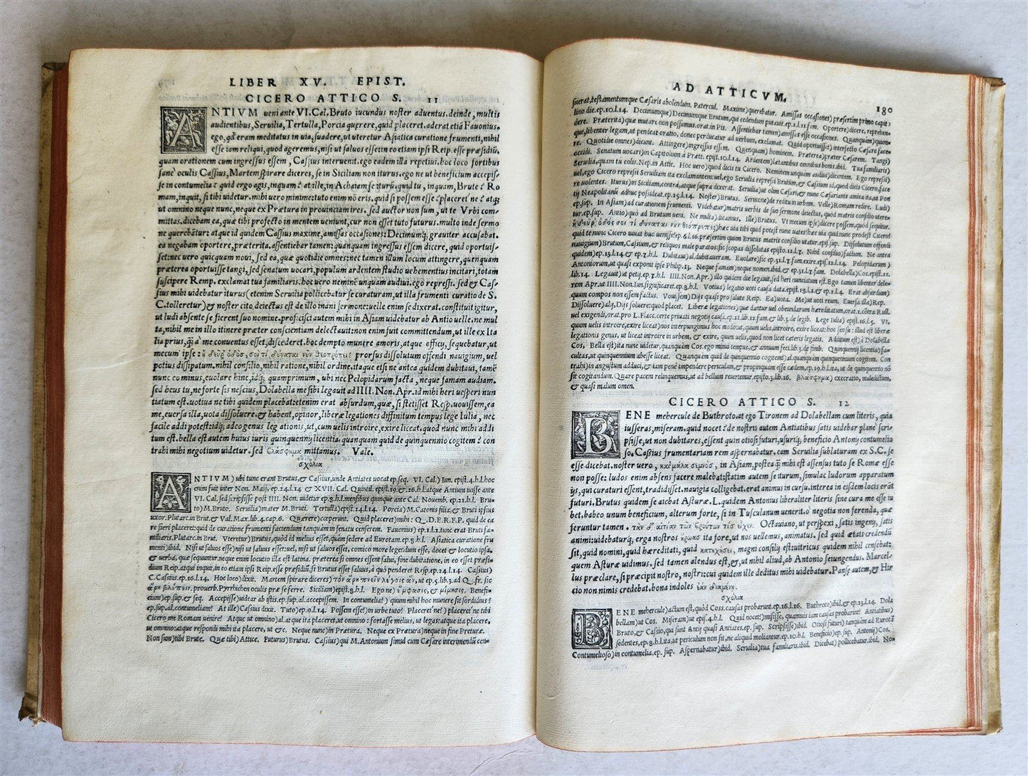 1544 CICERO Epistolae ad Titum Pomponium Atticum antique VELLUM BOUND FOLIO