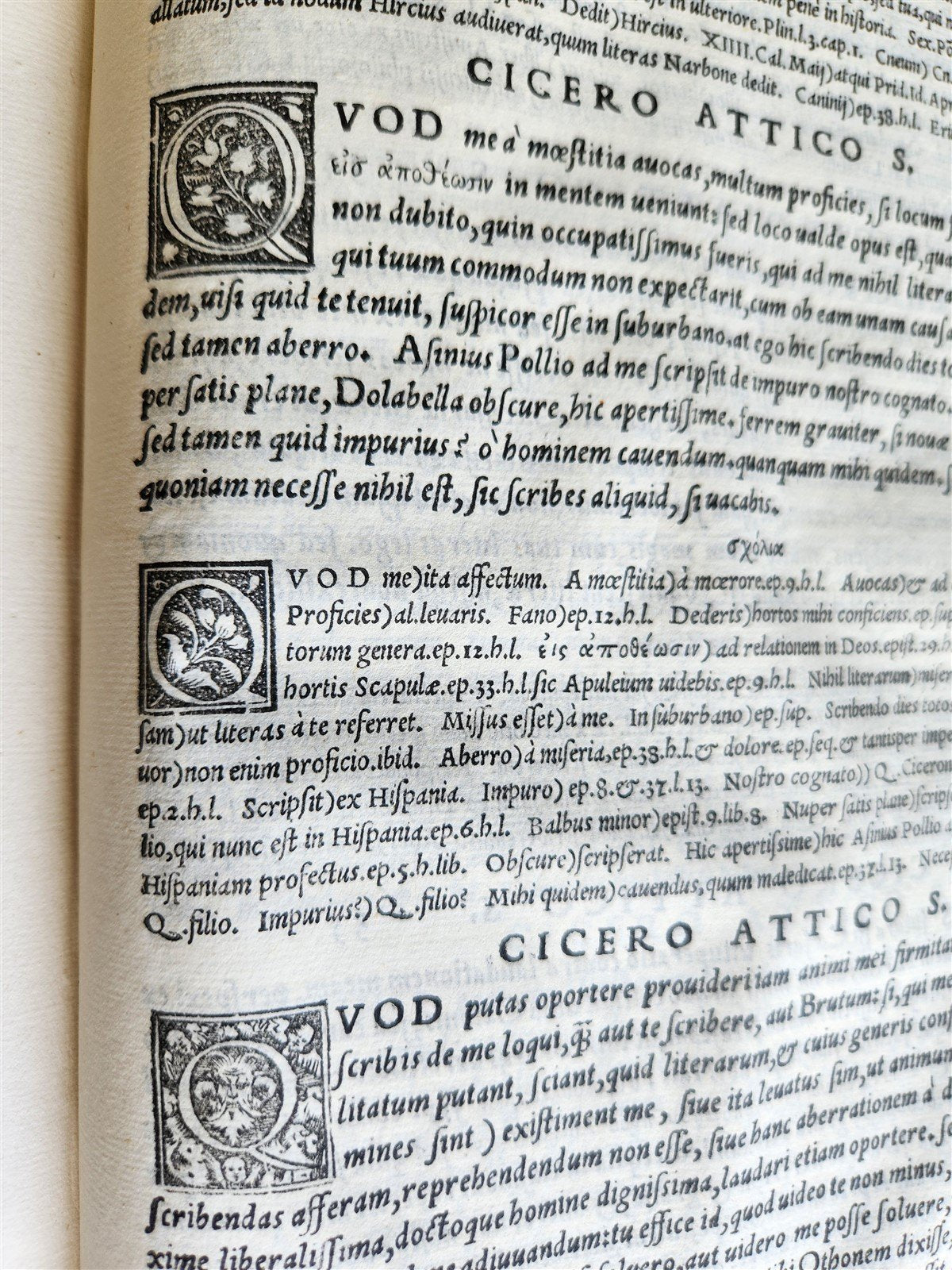 1544 CICERO Epistolae ad Titum Pomponium Atticum antique VELLUM BOUND FOLIO