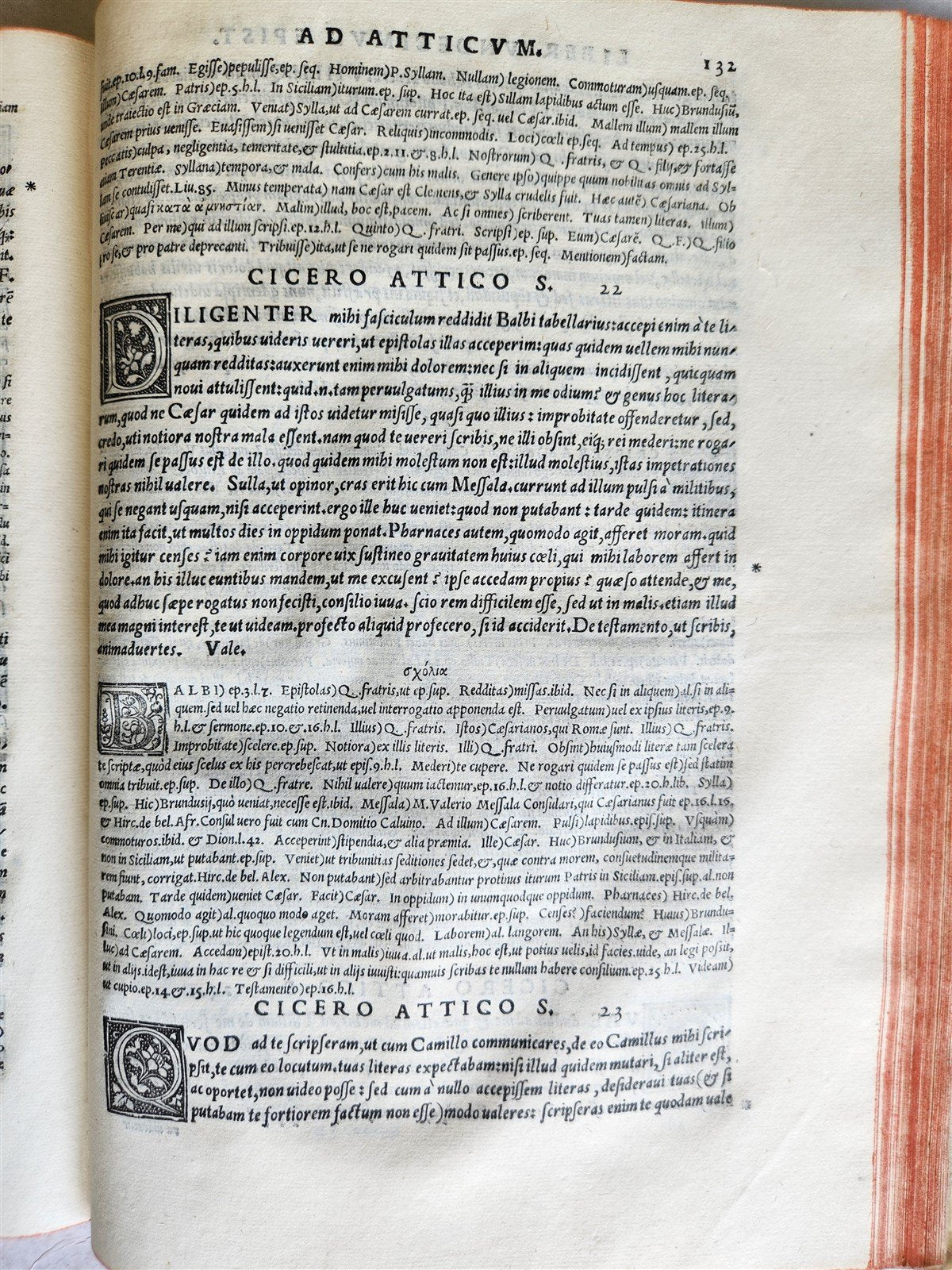 1544 CICERO Epistolae ad Titum Pomponium Atticum antique VELLUM BOUND FOLIO