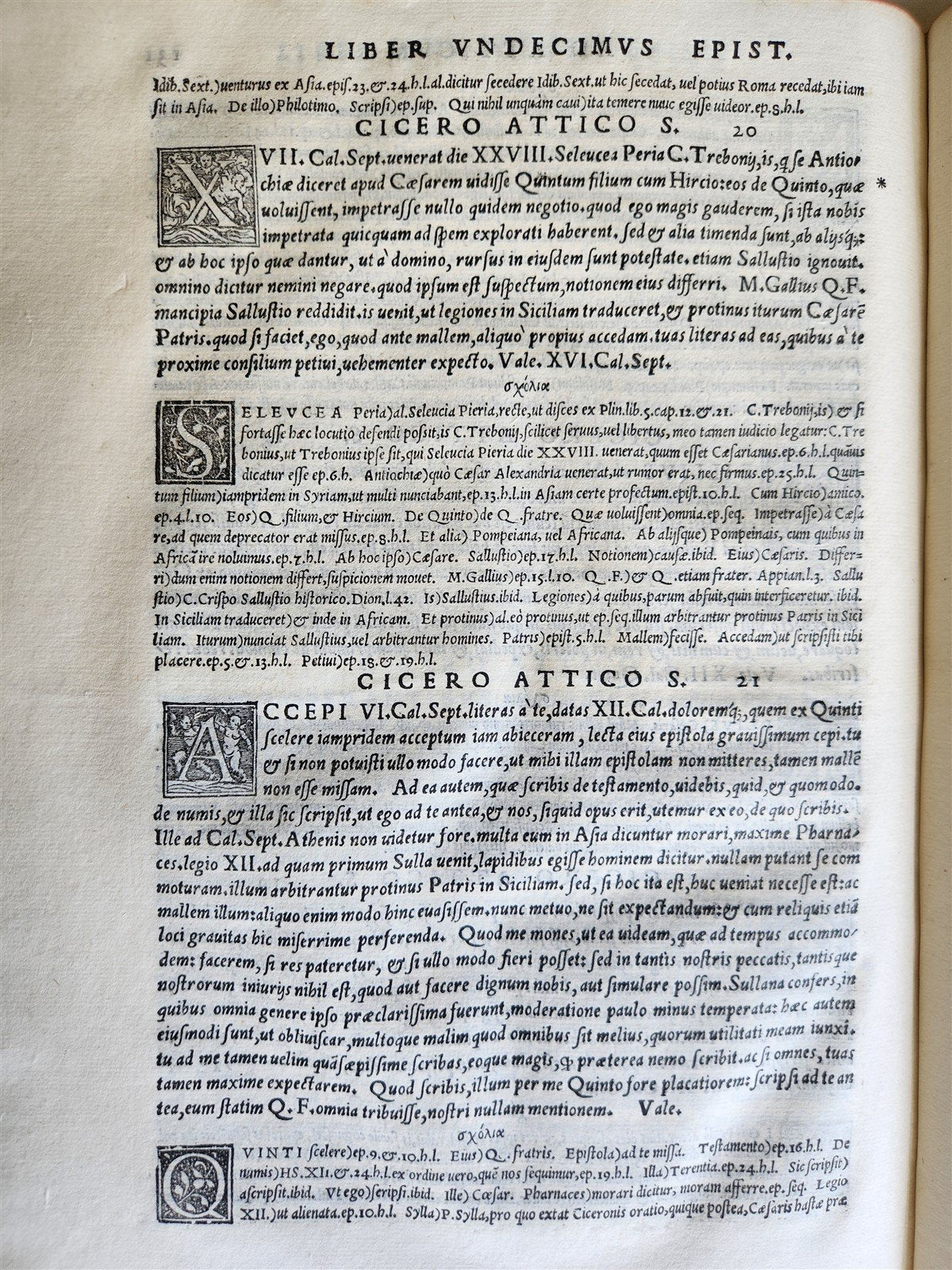 1544 CICERO Epistolae ad Titum Pomponium Atticum antique VELLUM BOUND FOLIO