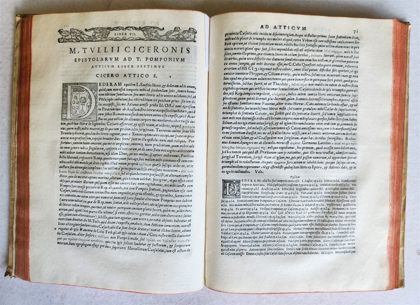 1544 CICERO Epistolae ad Titum Pomponium Atticum antique VELLUM BOUND FOLIO