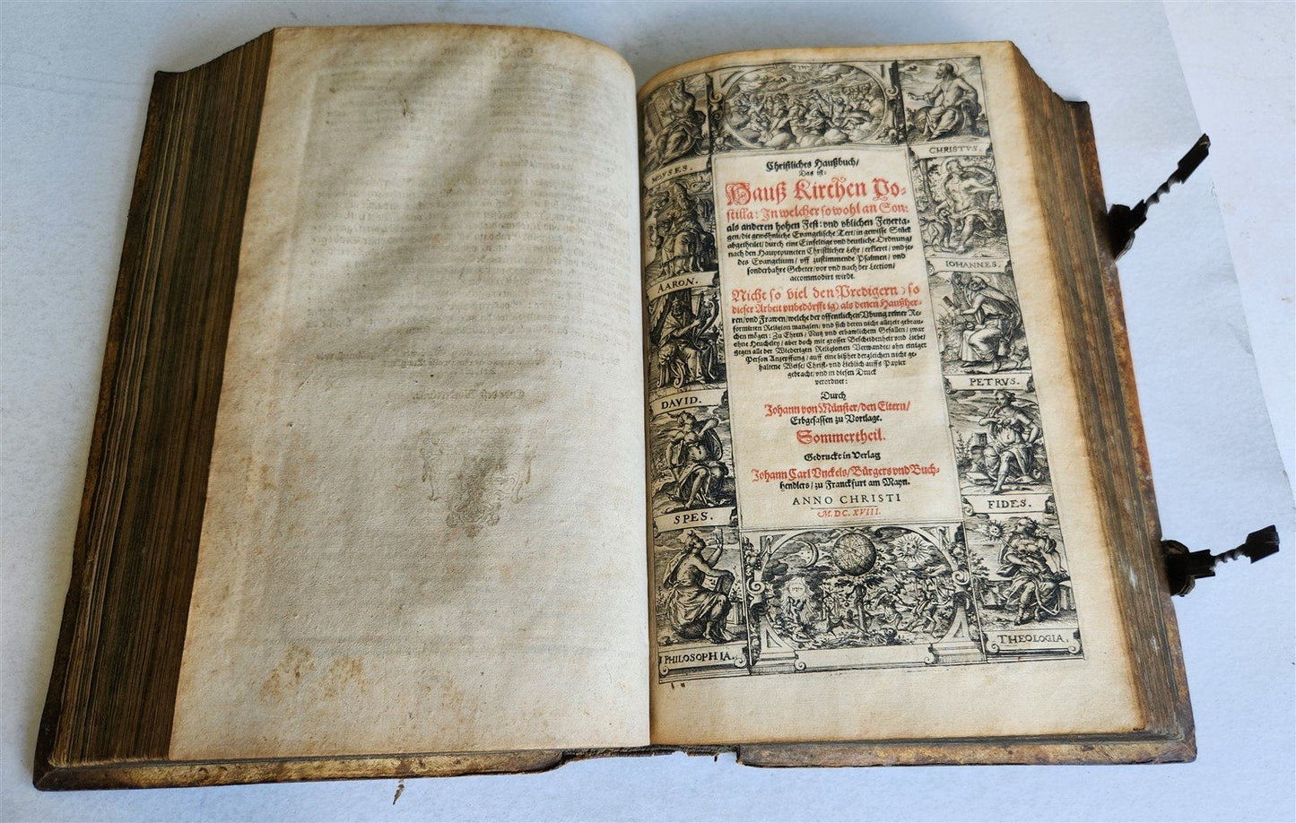 1618 SERMONS by J. MUNSTER antique PIGSKIN BOUND FOLIO w/ CLASPS rare