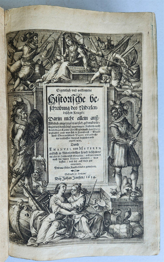 1614 ILLUSTRATED GERMAN HISTORY Lower Saxony War description antique VELLUM