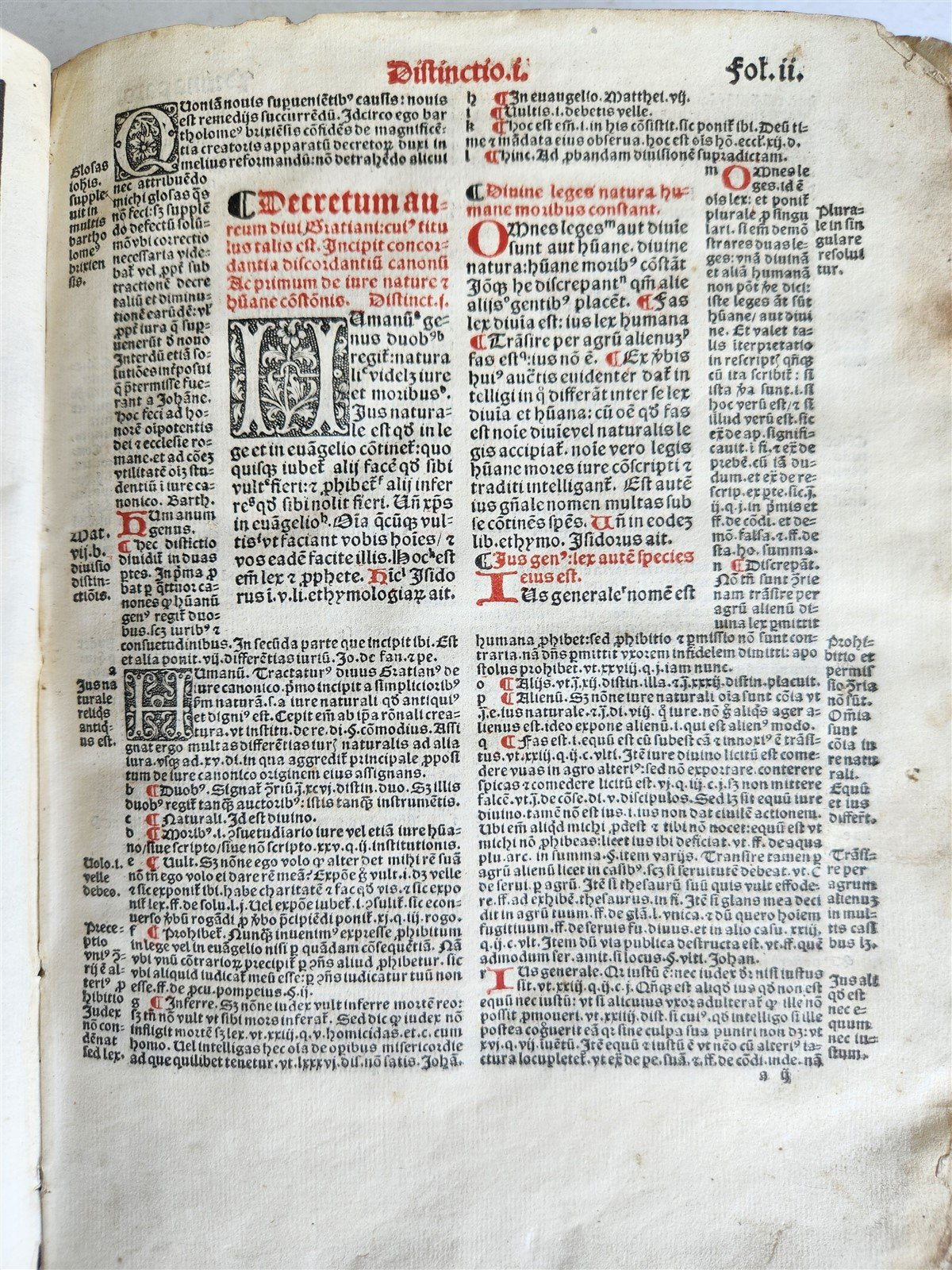 1516 POST-INCUNABULA CANON LAW Decretum Gratiani by GRATIANUS antique VELLUM