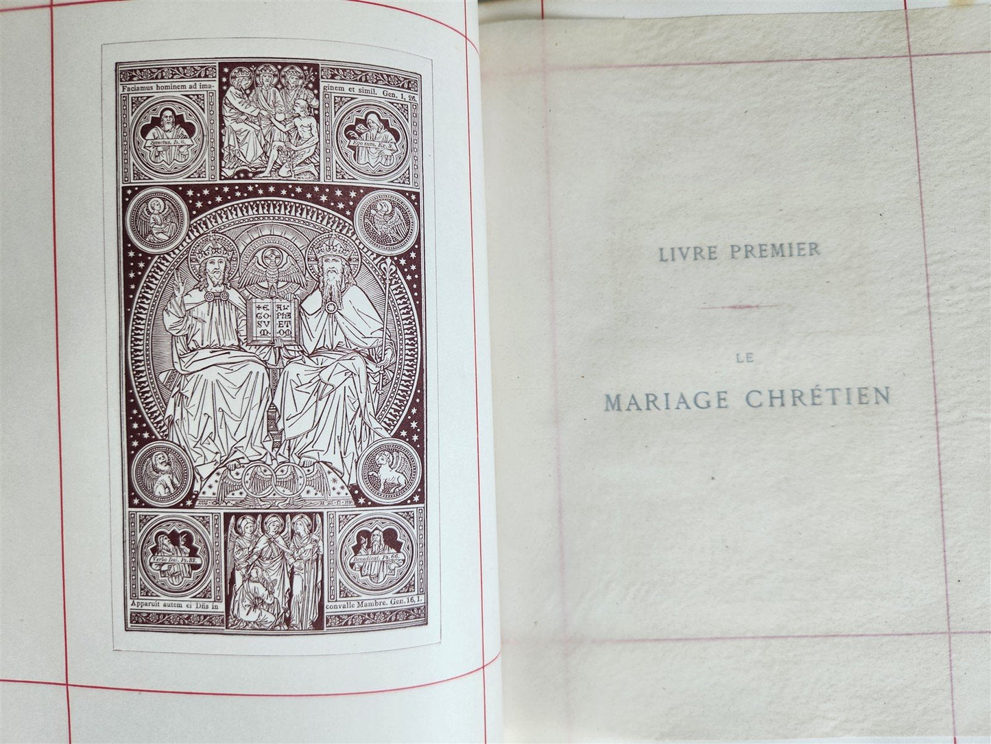 1887 LE MARIAGE by Monsabre ILLUSTRATED antique DARK BROWN MOROCCO BINDING