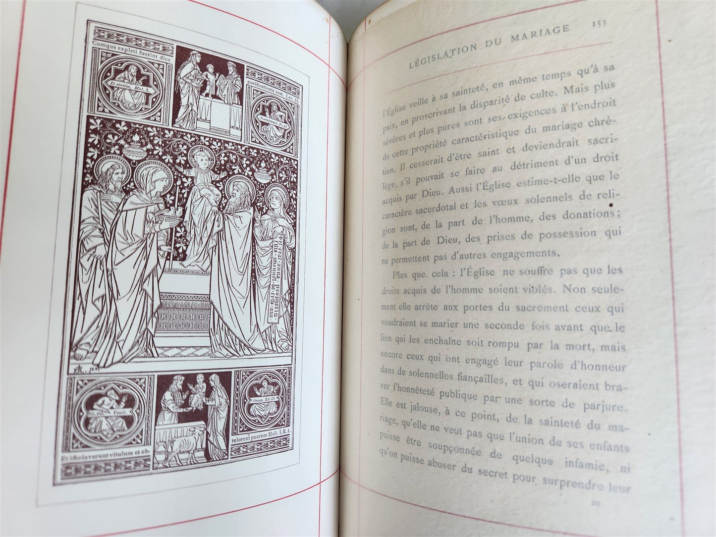 1887 LE MARIAGE by Monsabre ILLUSTRATED antique DARK BROWN MOROCCO BINDING