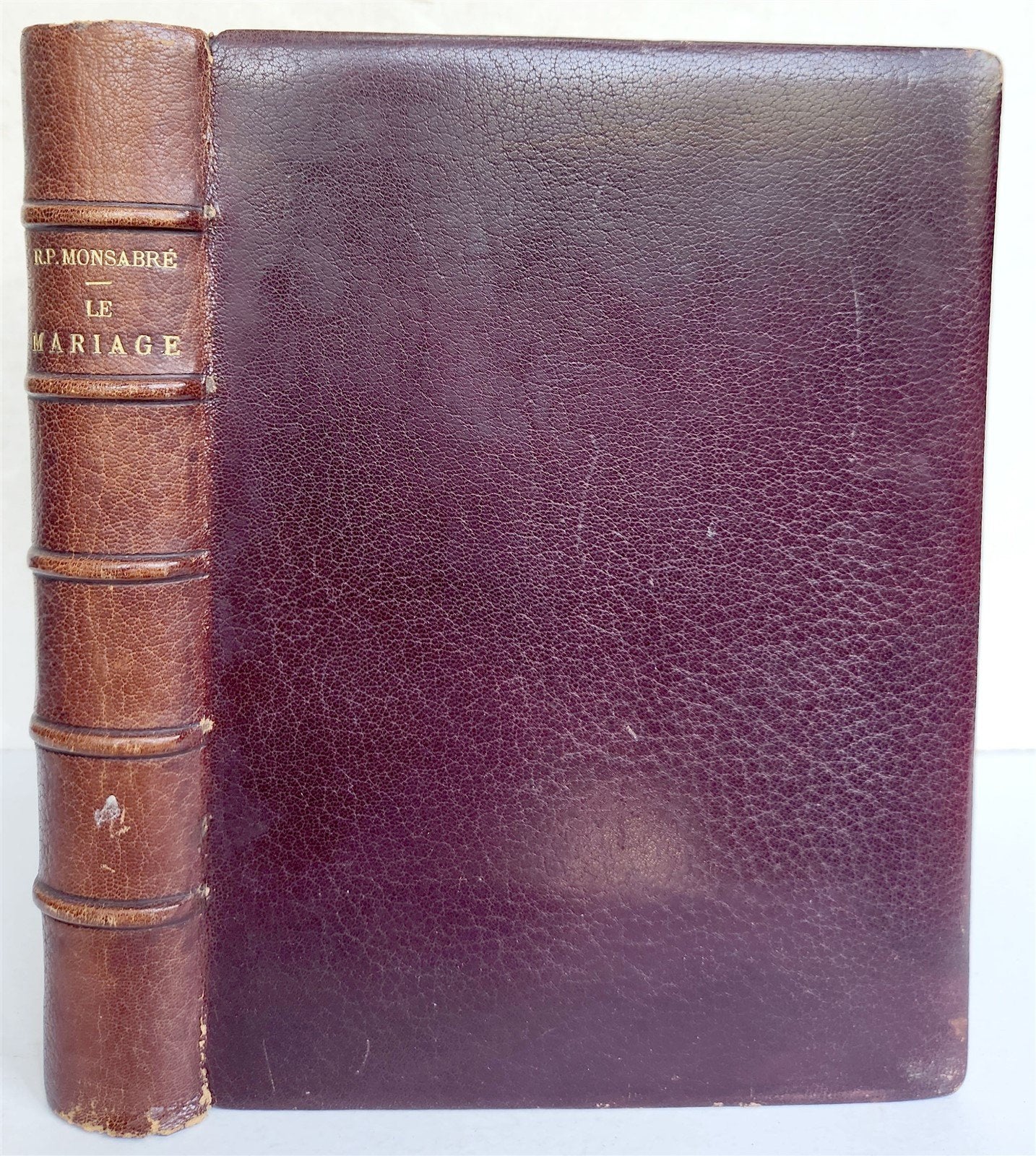 1887 LE MARIAGE by Monsabre ILLUSTRATED antique DARK BROWN MOROCCO BINDING