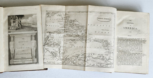 1808 HISTORY of AMERICA by ROBERTSON 2 VOLUMES antique ILLUSTRATED w/ MAPS