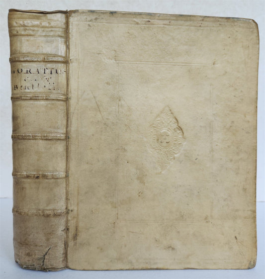 1713 HORACE OPERA antique NICE BLIND-STAMPED VELLUM BINDING