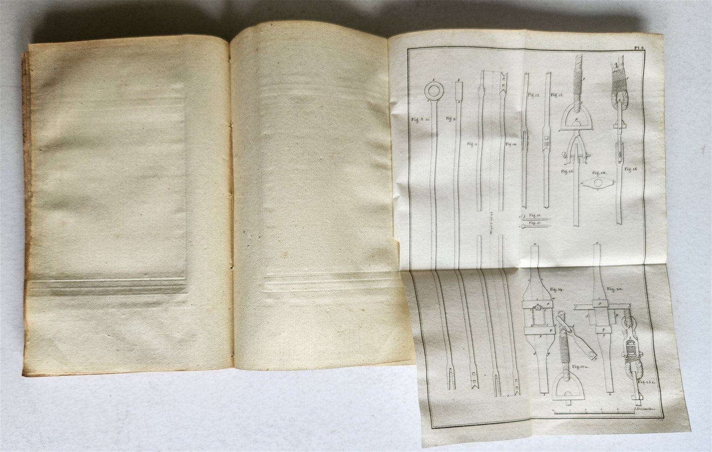 1824 WELL DRILLING MANUAL antique ILLUSTRATED w/ 20 FOLDING PLATES in GERMAN