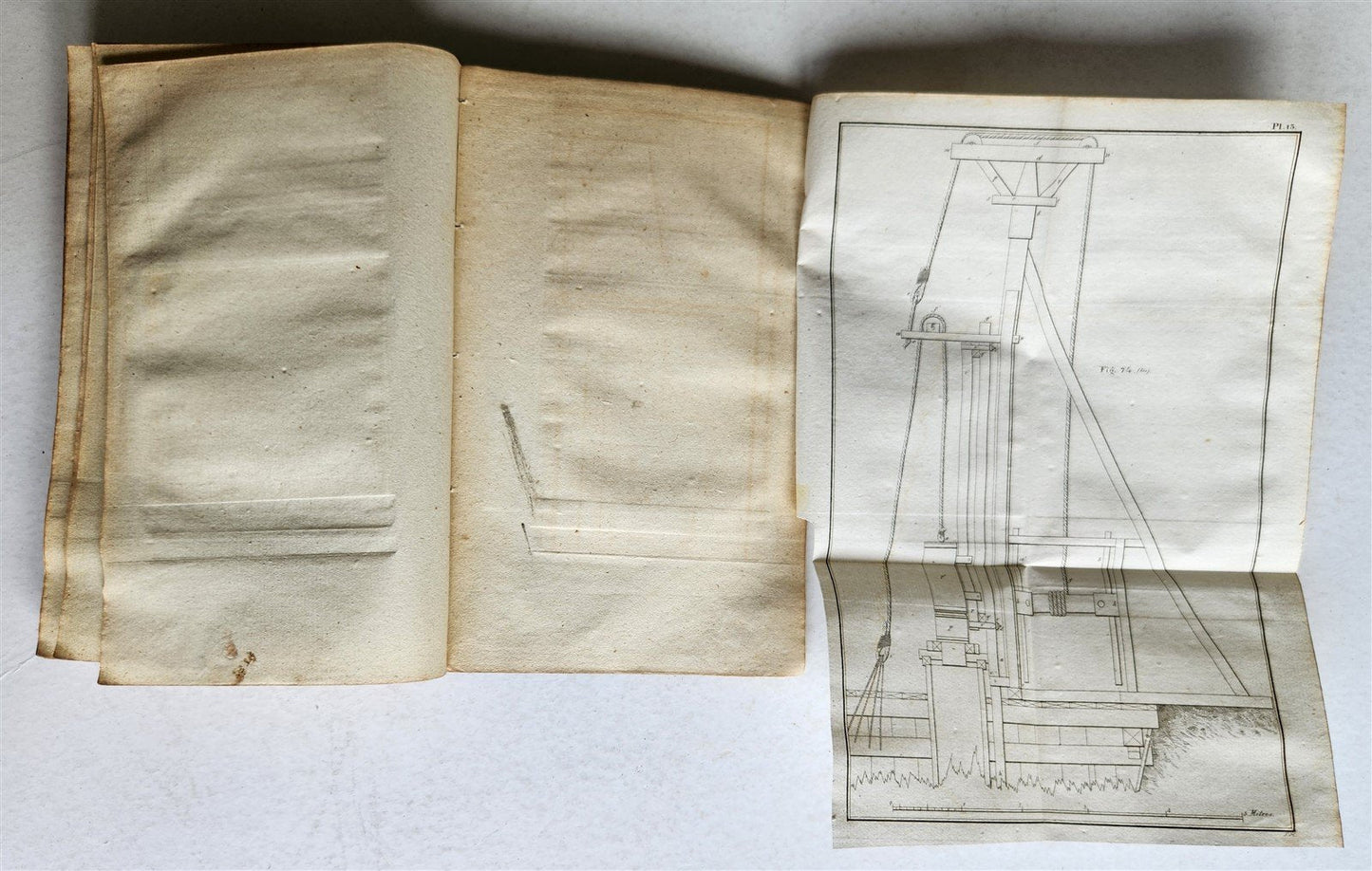 1824 WELL DRILLING MANUAL antique ILLUSTRATED w/ 20 FOLDING PLATES in GERMAN