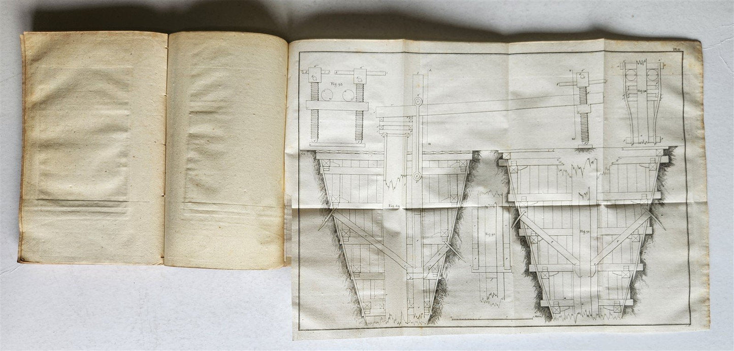 1824 WELL DRILLING MANUAL antique ILLUSTRATED w/ 20 FOLDING PLATES in GERMAN