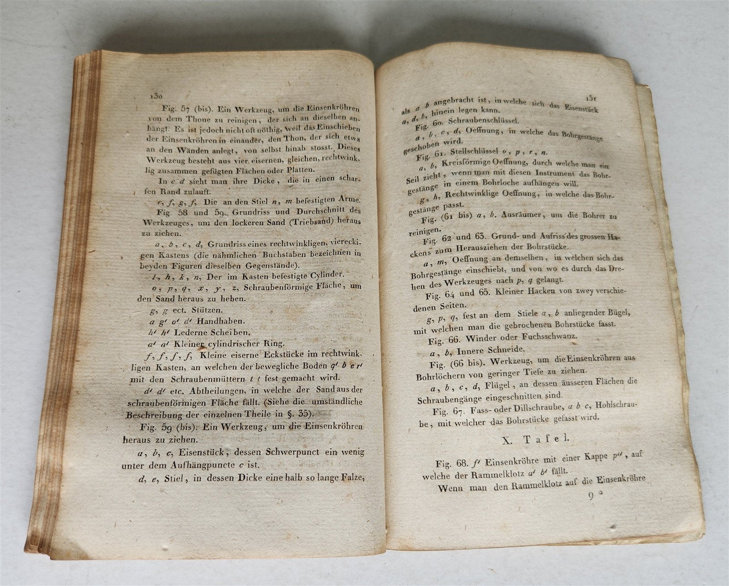 1824 WELL DRILLING MANUAL antique ILLUSTRATED w/ 20 FOLDING PLATES in GERMAN