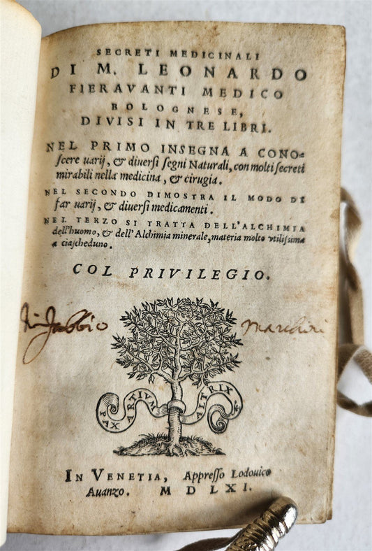 1561 FIOROVANTI ALCHEMISTRY MEDICAL ILLUSTRATED antique Secreti medicinali
