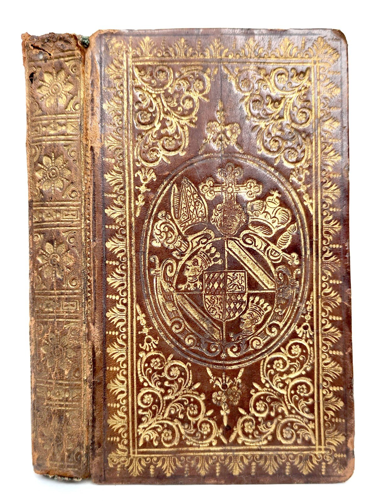 1727 MAGNIFICENT BINDING COAT of ARMS antique Deliciarum sacrarum et acroamatum