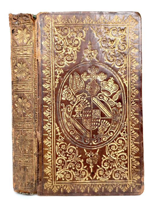 1727 MAGNIFICENT BINDING COAT of ARMS antique Deliciarum sacrarum et acroamatum