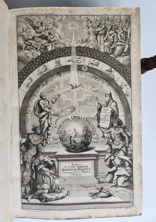 1695 WONDERS of CHRISTIAN WORLD antique PIGSKIN FOLIO ADMIRANDA ORBIS CHRISTIANI