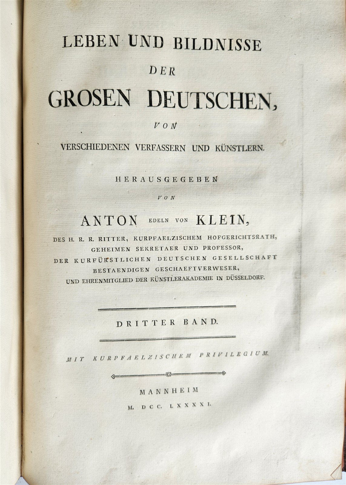 1785 LIVES & PORTRAITS of GREAT GERMANS antique ILLUSTRATED FOLIO