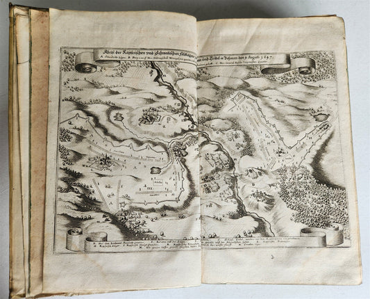 1663 EUROPEAN HISTORY ILLUSTRATED w/ OVER 80 ENGRAVINGS antique VELLUM FOLIO