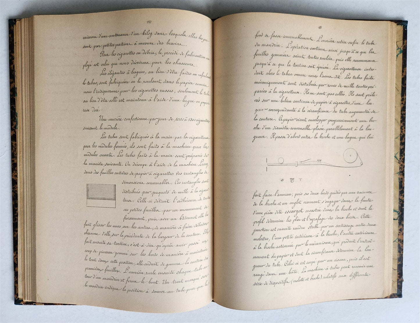 1893 TOBACCO FABRICATION COURSE antique FRENCH MANUSCRIPT COLLOTYPE illustrated