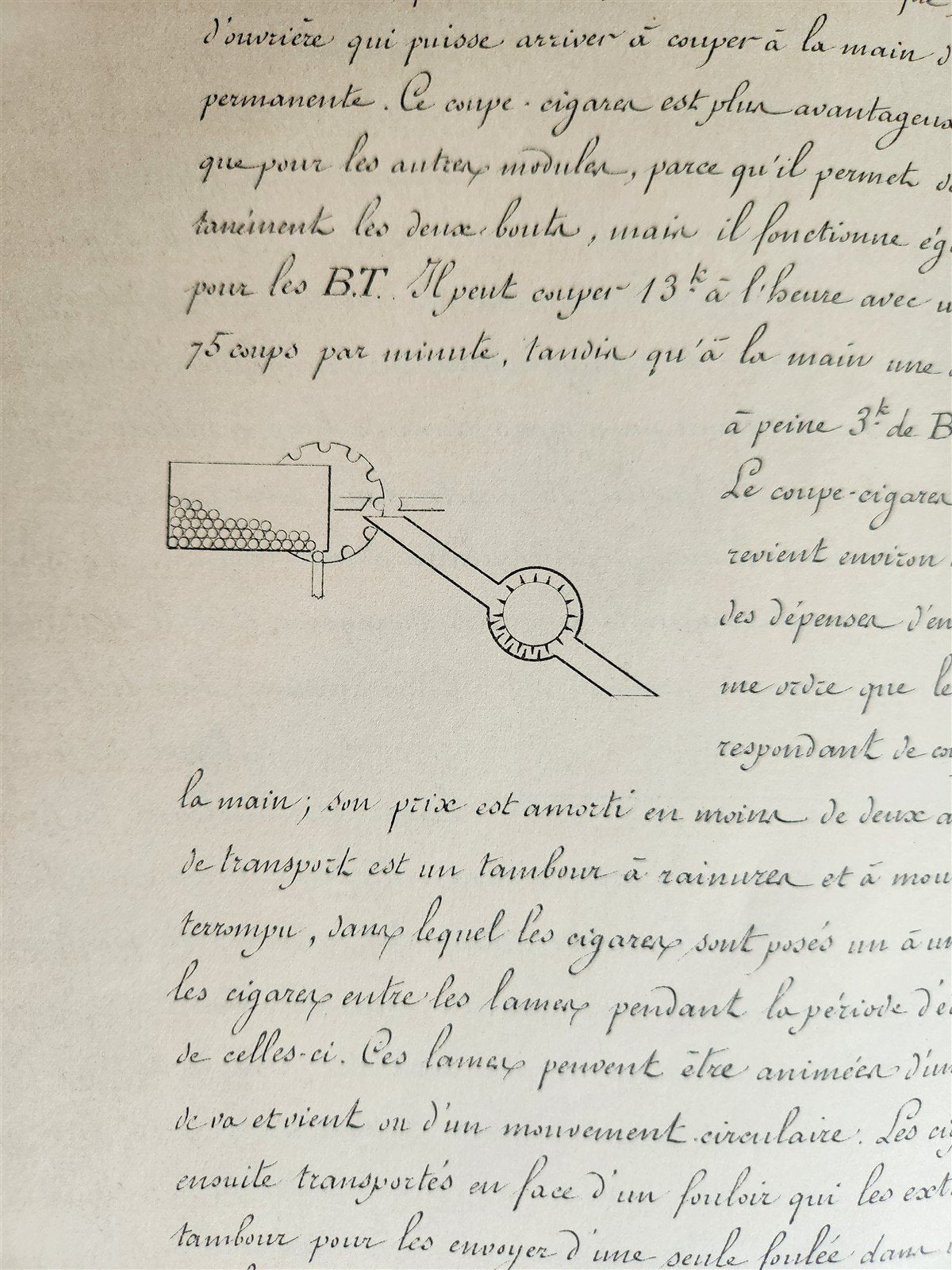 1893 TOBACCO FABRICATION COURSE antique FRENCH MANUSCRIPT COLLOTYPE illustrated