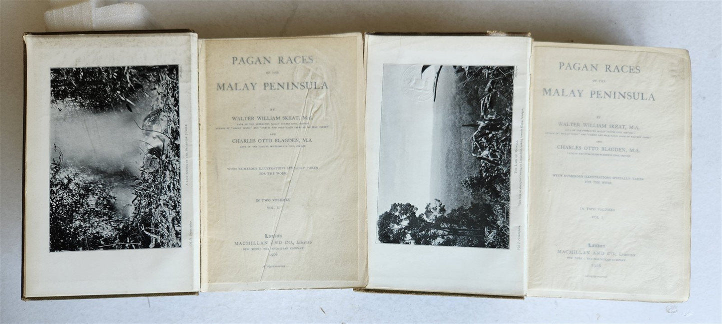 1906 PAGAN RACES of MALAY PENINSULA 2 VOLUMES antique ILLUSTRATED