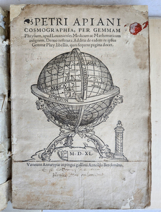 1540 COSMOGRAPHIA by APIANUS antique ILLUSTRATED 5 VOLVELLES WOODCUTS astronomy