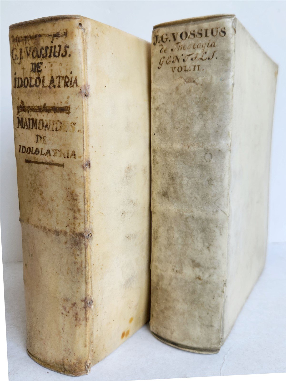 1641-1675 IDOLOLATRIAE by VOSSIUS antique 2 VELLUM BOUND VOLUMES Blaeu Press