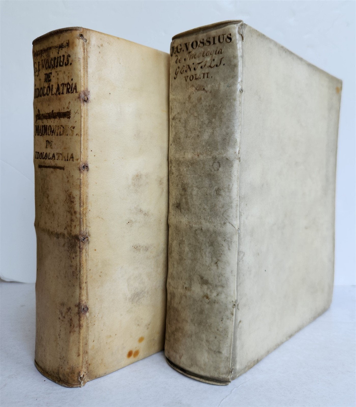 1641-1675 IDOLOLATRIAE by VOSSIUS antique 2 VELLUM BOUND VOLUMES Blaeu Press