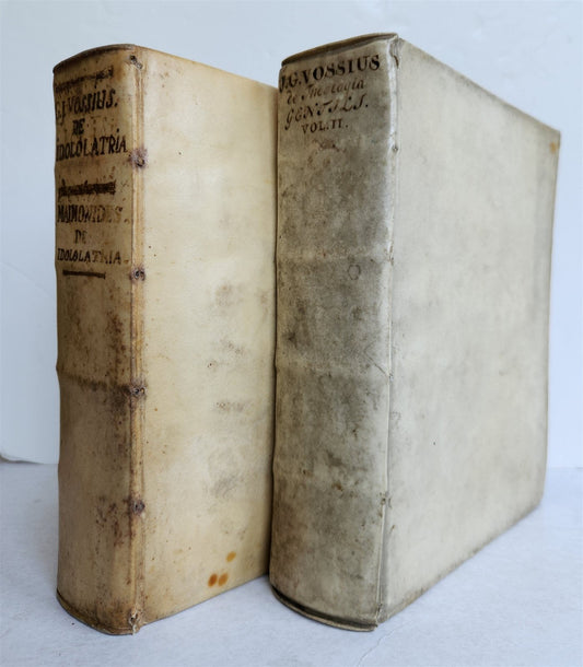 1641-1675 IDOLOLATRIAE by VOSSIUS antique 2 VELLUM BOUND VOLUMES Blaeu Press