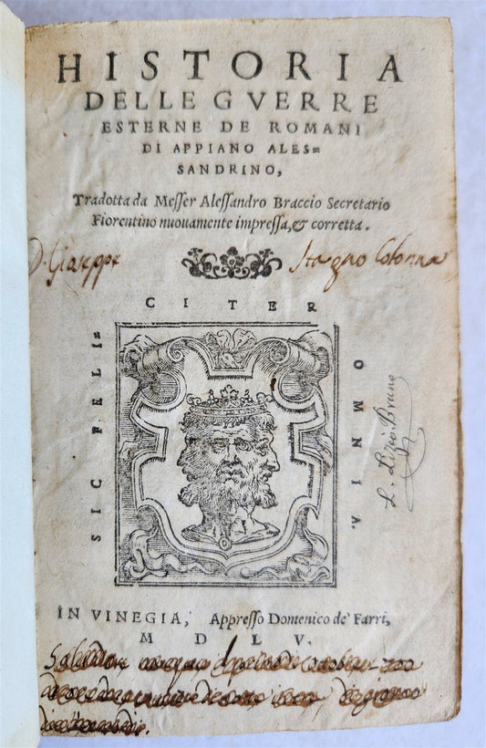 1555 ROMAN HISTORY by APPIAN antique Historia delle guerre esterne de romani