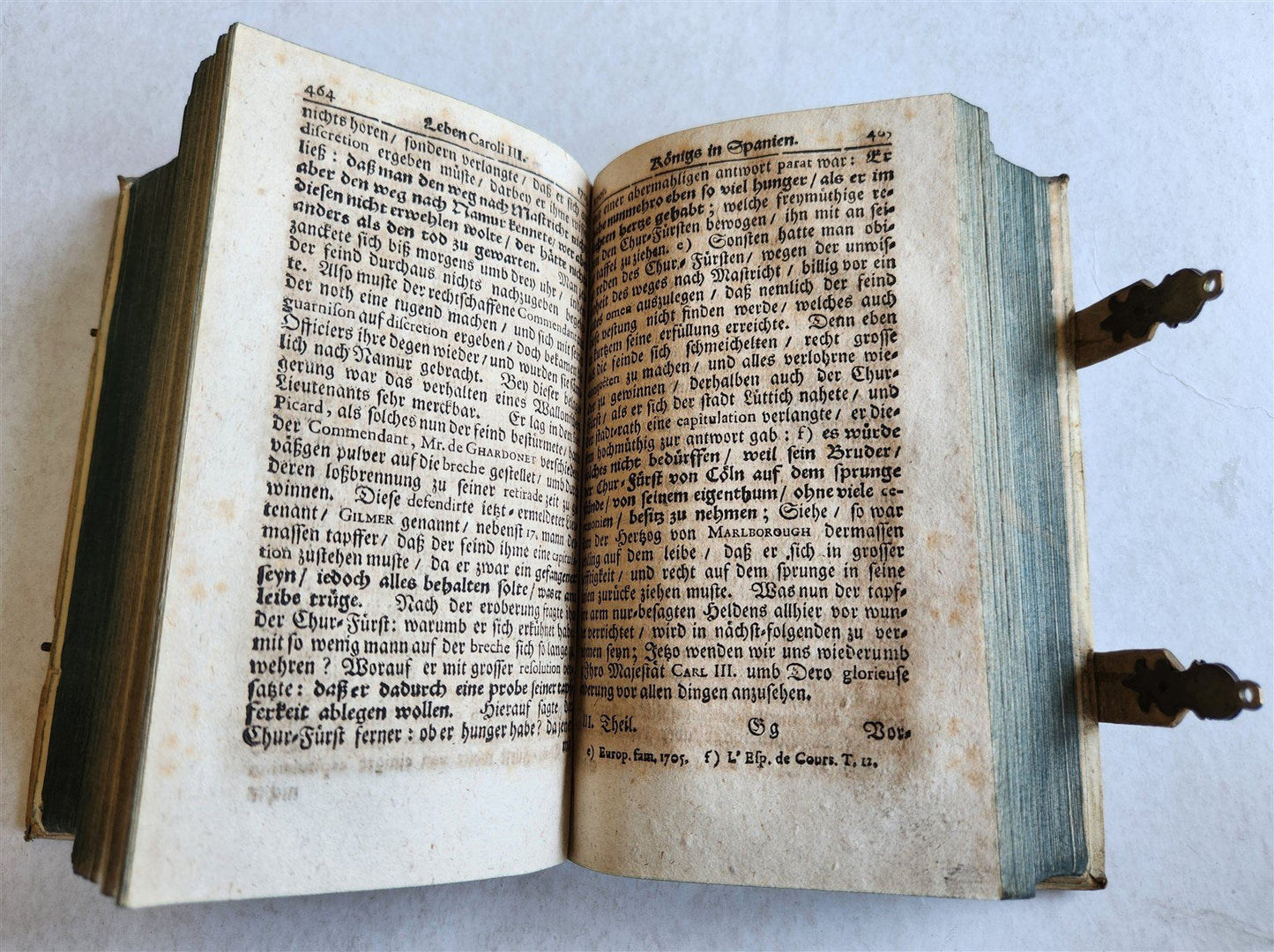 1709 LIFE of CAROLI KING of SPAIN & INDIES antique PIGSKIN BOUND ILLUSTRATED v.3