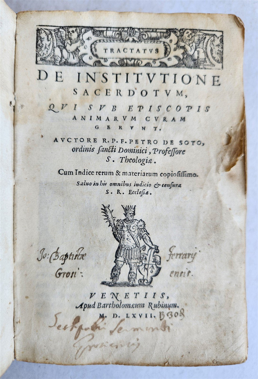 1567 Petrus a Soto THEOLOGY antique VELLUM BINDING Tractatus sacerdotum