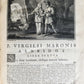 1717 VIRGIL OPERA 2 VOLUMES antique BLIND-STAMPED VELLUM BINDING illustrated