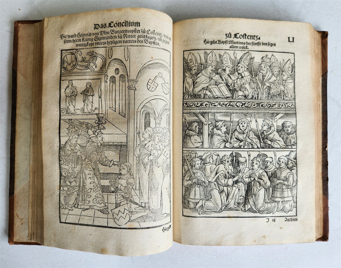 1536 COUNCIL OF CONSTANCE CHRONICLES Ulrich von Richenthal antique ILLUSTRATED